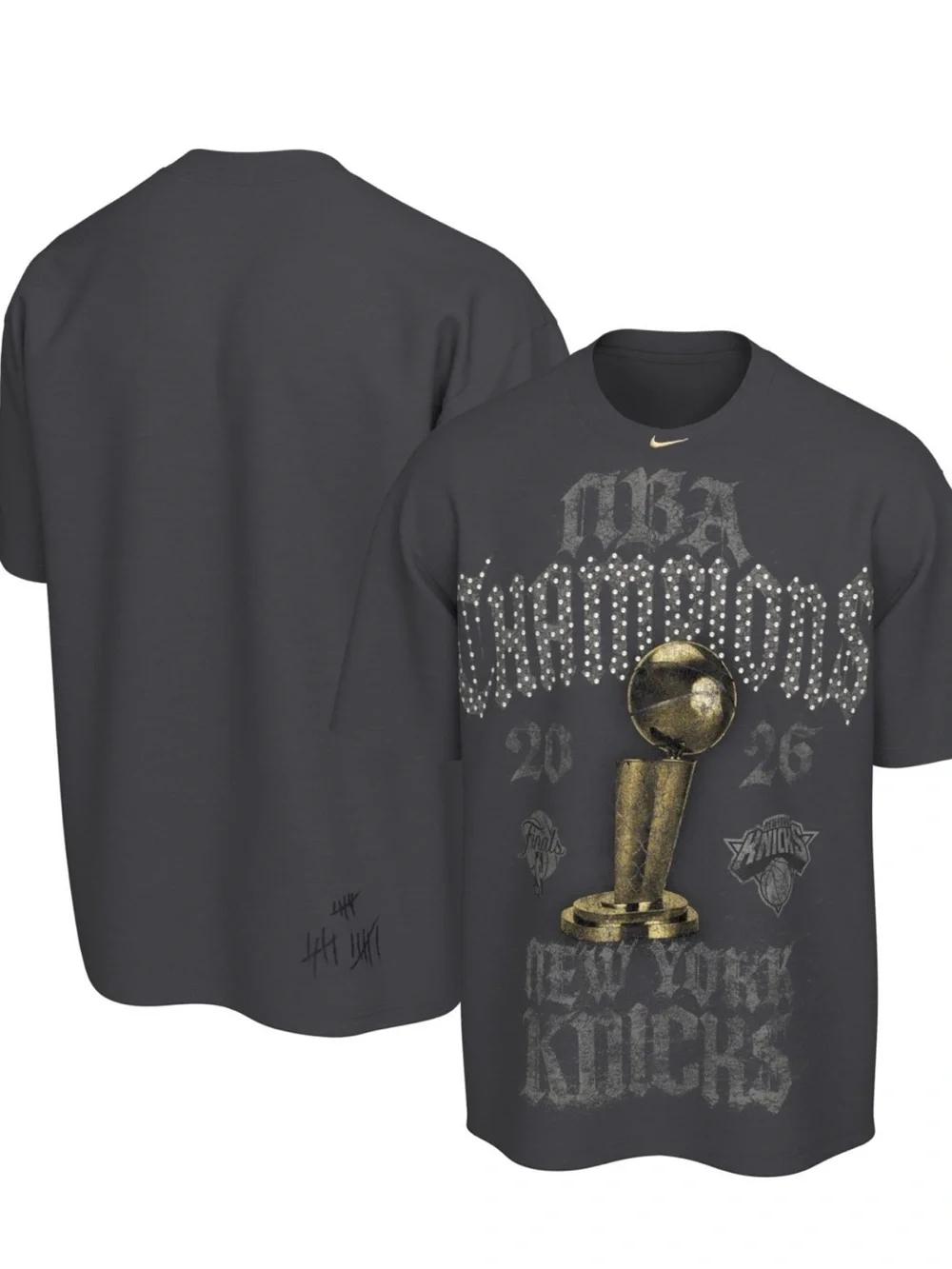 Nike Adult 2026 NBA Champions New York Knicks On-Court Crystal Locker Room Shirt